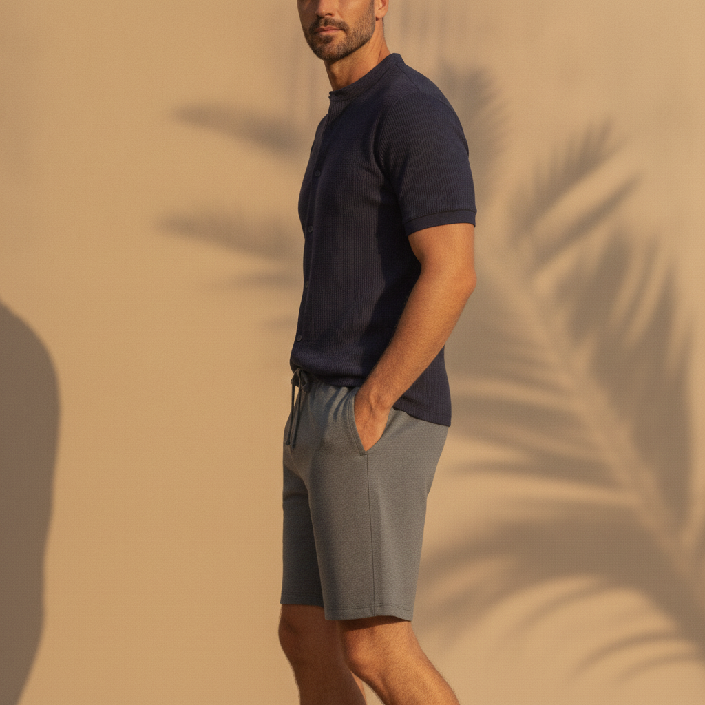 Pantaloncini Uomo con Coulisse in Cotone – Comfort Casual Rilassato - vista laterale
