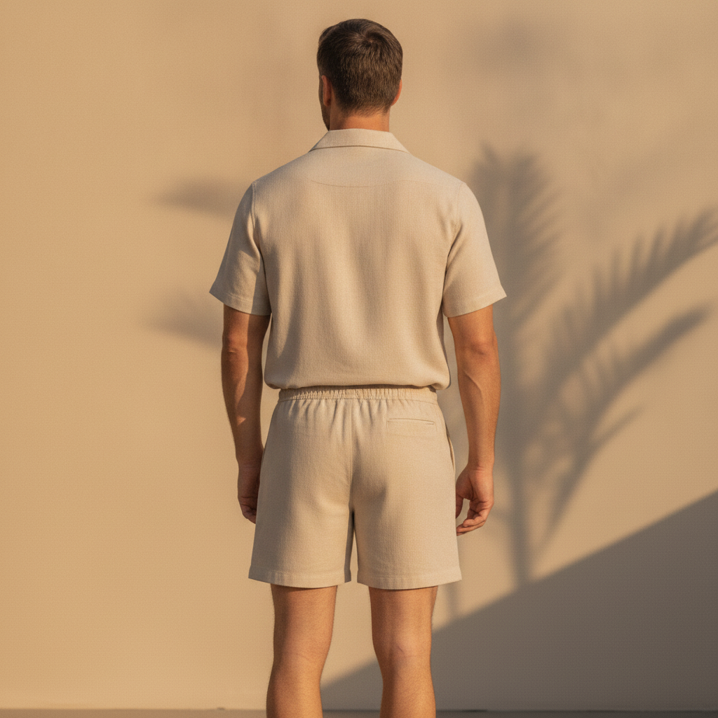 Completo Coordinato Uomo Overshirt Leggero e Pantaloncini - vista posteriore