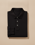 Polo Uomo Manica Lunga in Cotone – Elegante Casual per Mezza Stagione - Nero