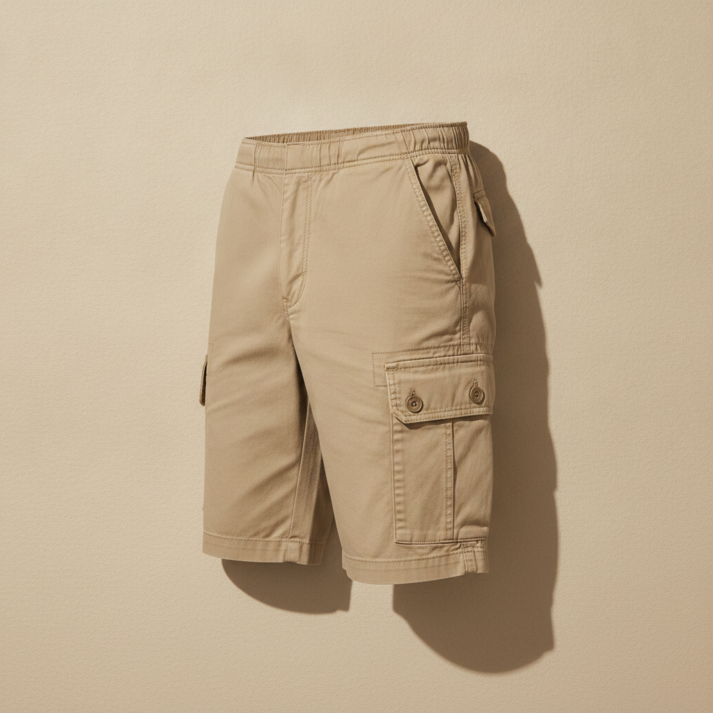 Bermuda Cargo Uomo in Cotone – Tasche Laterali Pratiche - Sabbia