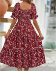 Angeli Robe Donna Fiorita – Maniche a Sbuffo, Vita Annodata, Taglio Mini Estivo Chic