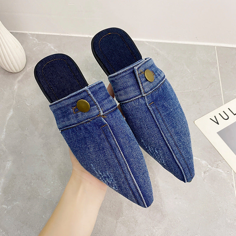 Mocassini Donna Piatti Finitura Denim – dettaglio della tomaia