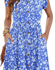 Clara Vestito Midi Donna – Vestito Scollo a V Senza Maniche Con Bottoni e Tasche Estate