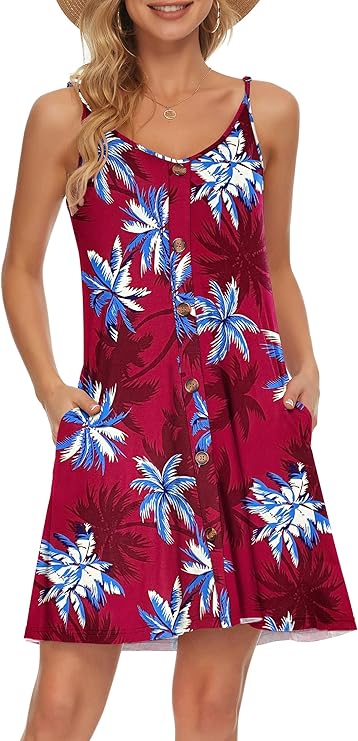 Gabbie Robe Été Donna – Spalline Sottili, Scollo a V e Tasche, Taglio Fluido Spiaggia