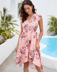 Vestito Sofia Fleurie Donna – Vestito Incrociato con Maniche a Petalo Estivo Elegante