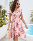 Vestito Sofia Fleurie Donna – Vestito Incrociato con Maniche a Petalo Estivo Elegante