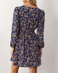 Vestito Lina Donna Floreale – Mini Abito Portafoglio con Scollo a V e Maniche Lunghe Elegante