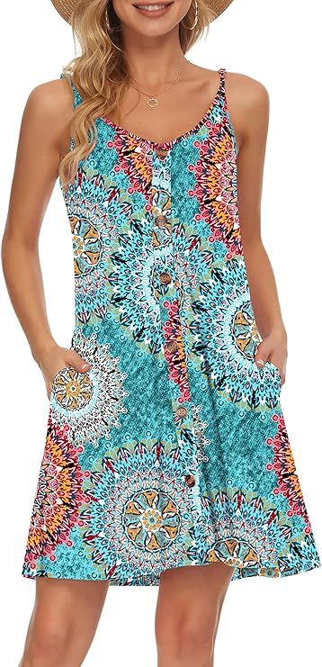 Gabbie Robe Été Donna – Spalline Sottili, Scollo a V e Tasche, Taglio Fluido Spiaggia