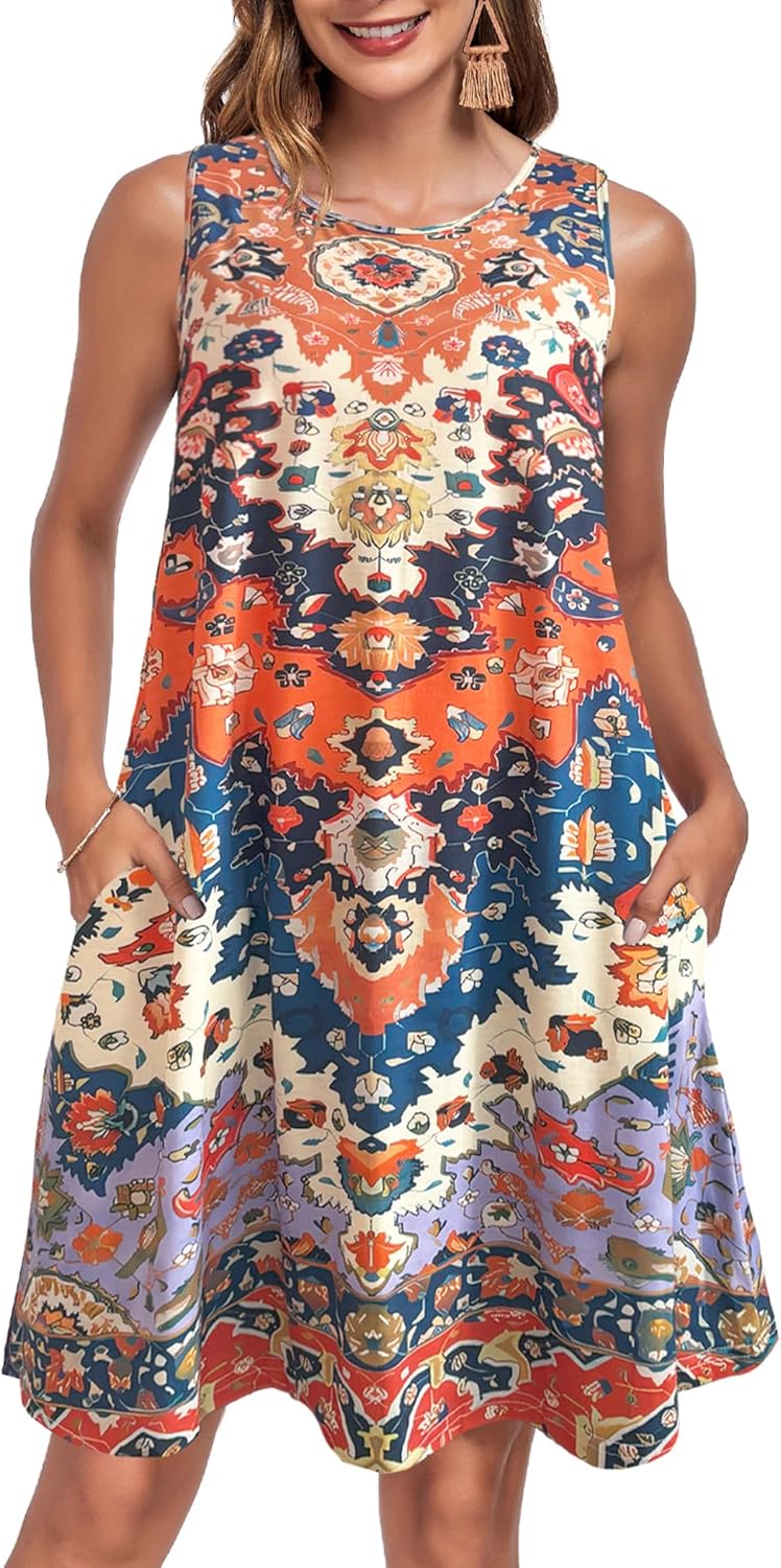 Vestito Estivo da Donna Léna – Vestito A-Line con Spalline, Scollo a V e Tasche, Lunghezza Media
