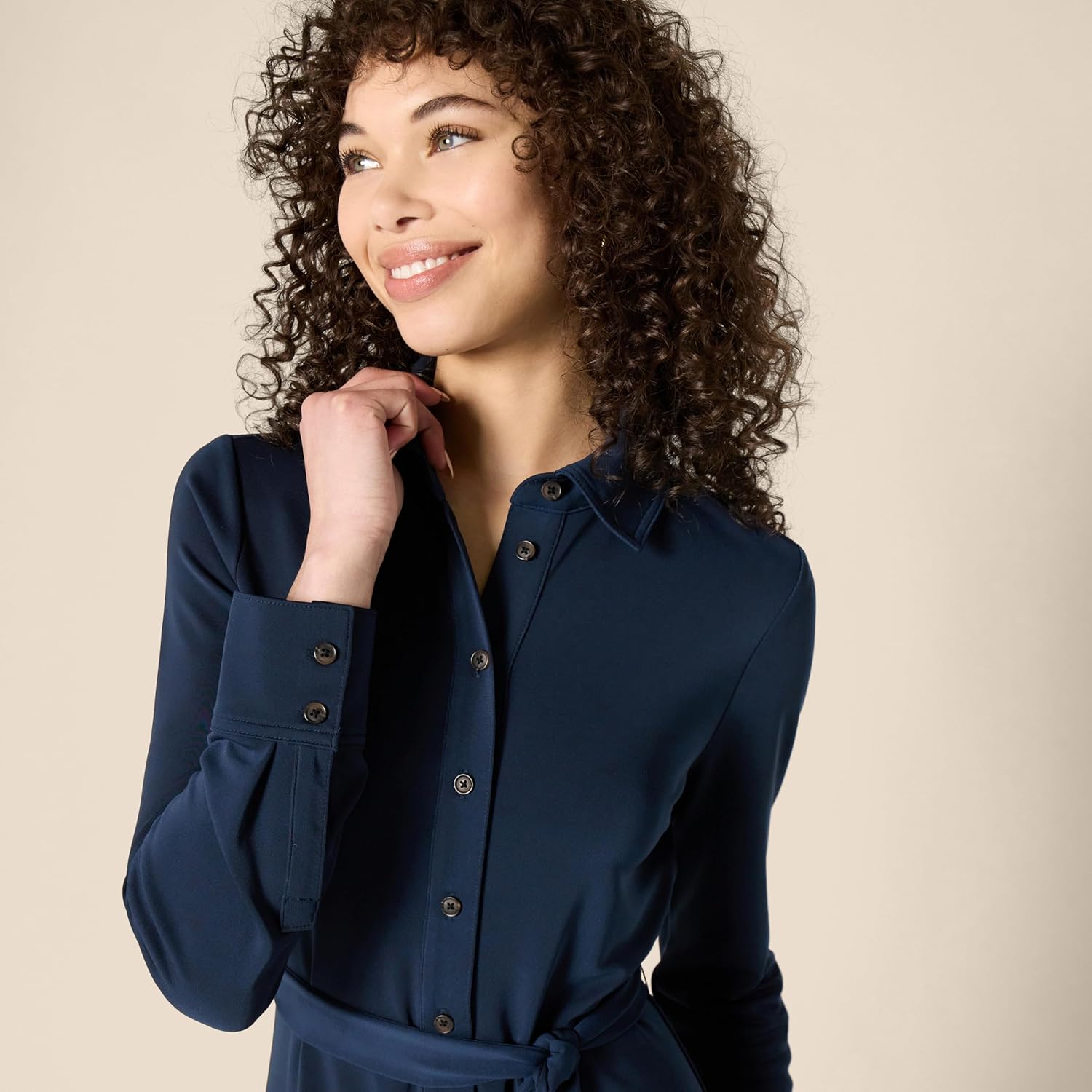 Claire Vestito Camicia Midi – Vestito Elegante Collo Classico Cintura Donna