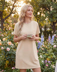 Vestito corto da donna Léna – vestito casual con scollo rotondo e tasche