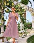 Claire Vestito Donna – Vestito Maxi Scollo a V Schiena Quadrata Linea A Fluido Boho Estate
