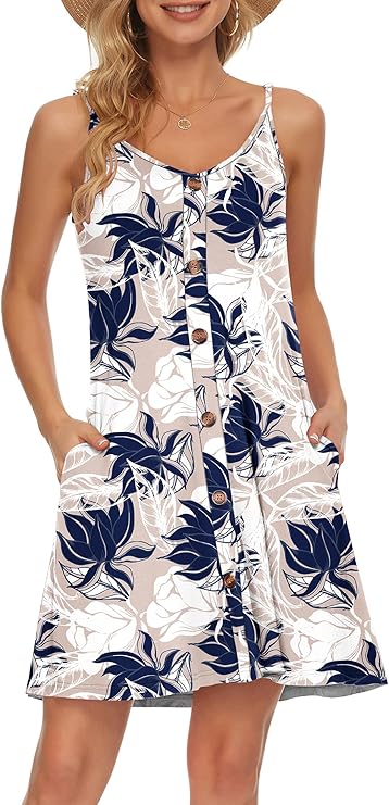 Gabbie Robe Été Donna – Spalline Sottili, Scollo a V e Tasche, Taglio Fluido Spiaggia
