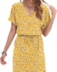 Adelaida Abito Corto Donna Estate – Abito con Scollo a V, Bottoni, Cintura Annodata e Tasche Casual
