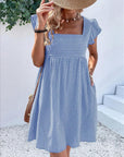 Vestito Lily Donna – Vestito Midi a Quadri con Collo Quadrato, Arricciato, Volant, Linea A, Estivo