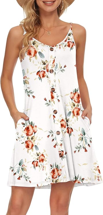 Gabbie Robe Été Donna – Spalline Sottili, Scollo a V e Tasche, Taglio Fluido Spiaggia