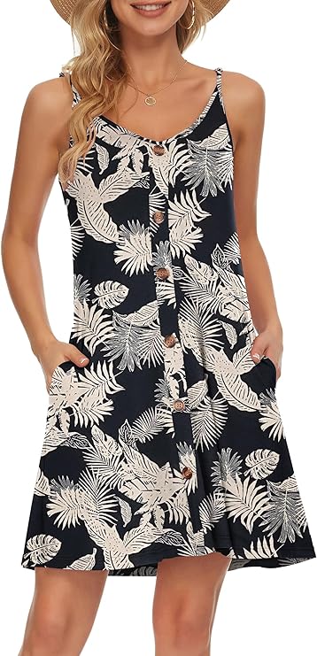Gabbie Robe Été Donna – Spalline Sottili, Scollo a V e Tasche, Taglio Fluido Spiaggia