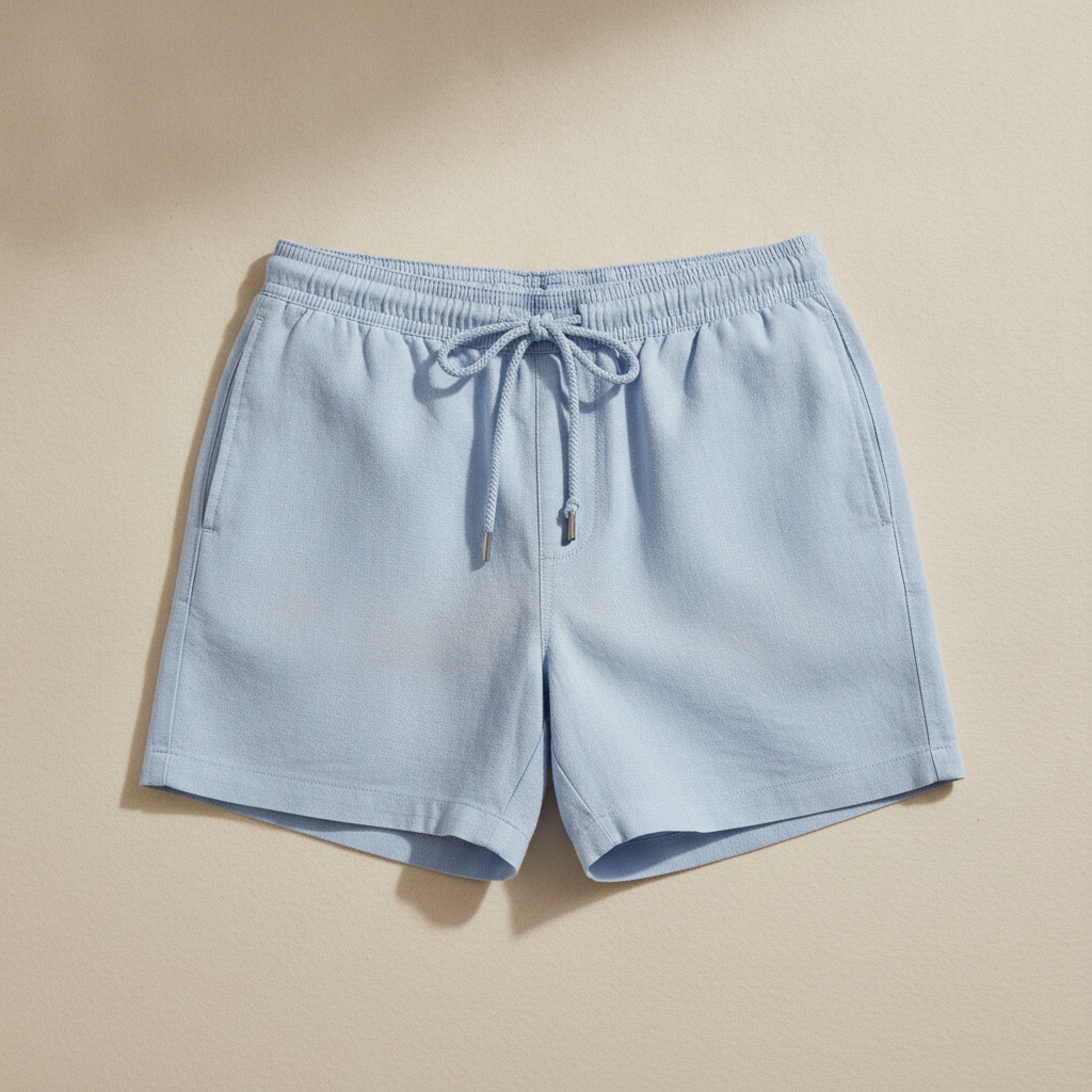 Costume Boxer Uomo Effetto Lino – Elegante e Naturale al Mare - Azzurro