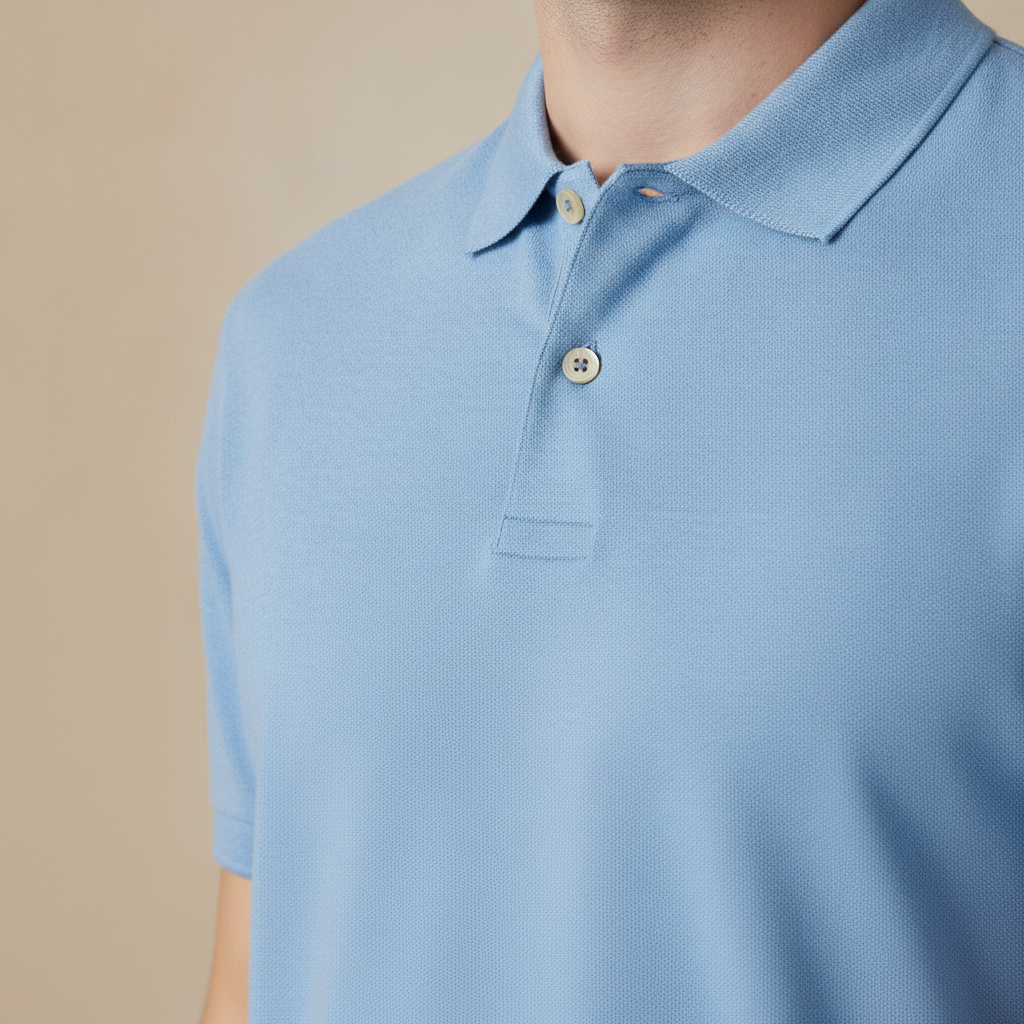Polo Uomo in Cotone Pettinato – Morbidezza Premium Setosa - dettaglio