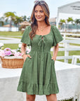 Léa Abito Mini Volants – Abito Estivo Spalle Scoperte Collo Annodato Elegante Donna