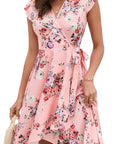 Vestito Sofia Fleurie Donna – Vestito Incrociato con Maniche a Petalo Estivo Elegante