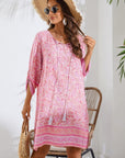 Léa Abito Bohemien Donna – Abito Floreale Maniche 3/4 Taglio Fluido Estate Chic