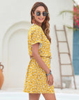 Adelaida Abito Corto Donna Estate – Abito con Scollo a V, Bottoni, Cintura Annodata e Tasche Casual