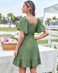 Léa Abito Mini Volants – Abito Estivo Spalle Scoperte Collo Annodato Elegante Donna