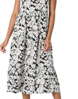 Vestito midi da donna Lucie in cotone satinato – Vestito volanté con collo rotondo