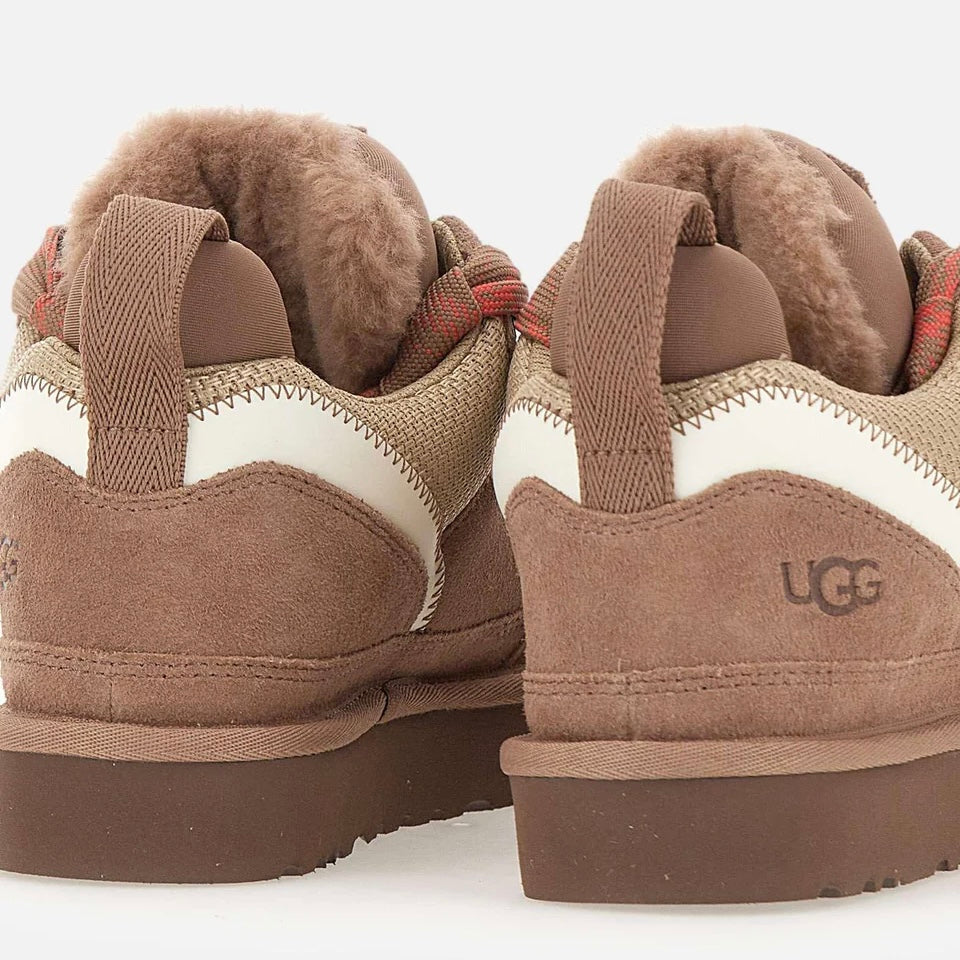 UGG Lowmel Rocky Oak sneakers donna in pelle scamosciata marrone quercia, dettaglio tomaia