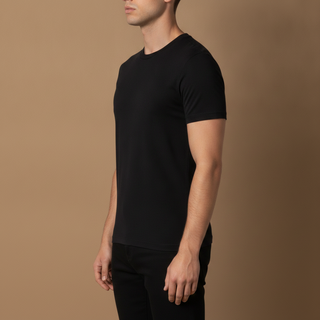 T-shirt Uomo Girocollo Slim Fit – Vestibilità Aderente Moderna - vista laterale