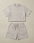 Completo Coordinato Uomo Camicia Doppio Ritorto e Pantaloncini - Grigio Perla