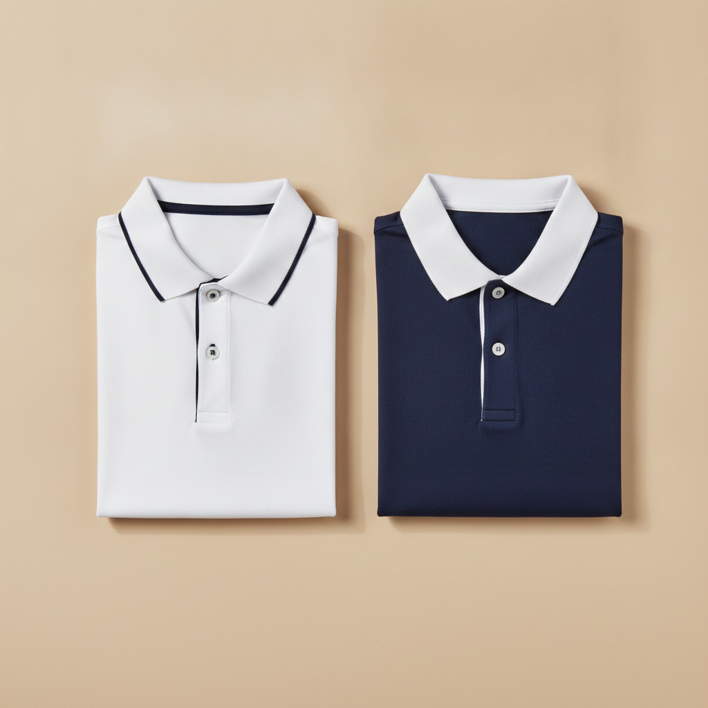 Polo Uomo Bicolore con Bottoni a Contrasto – Dettaglio di Stile - Bianco e Navy