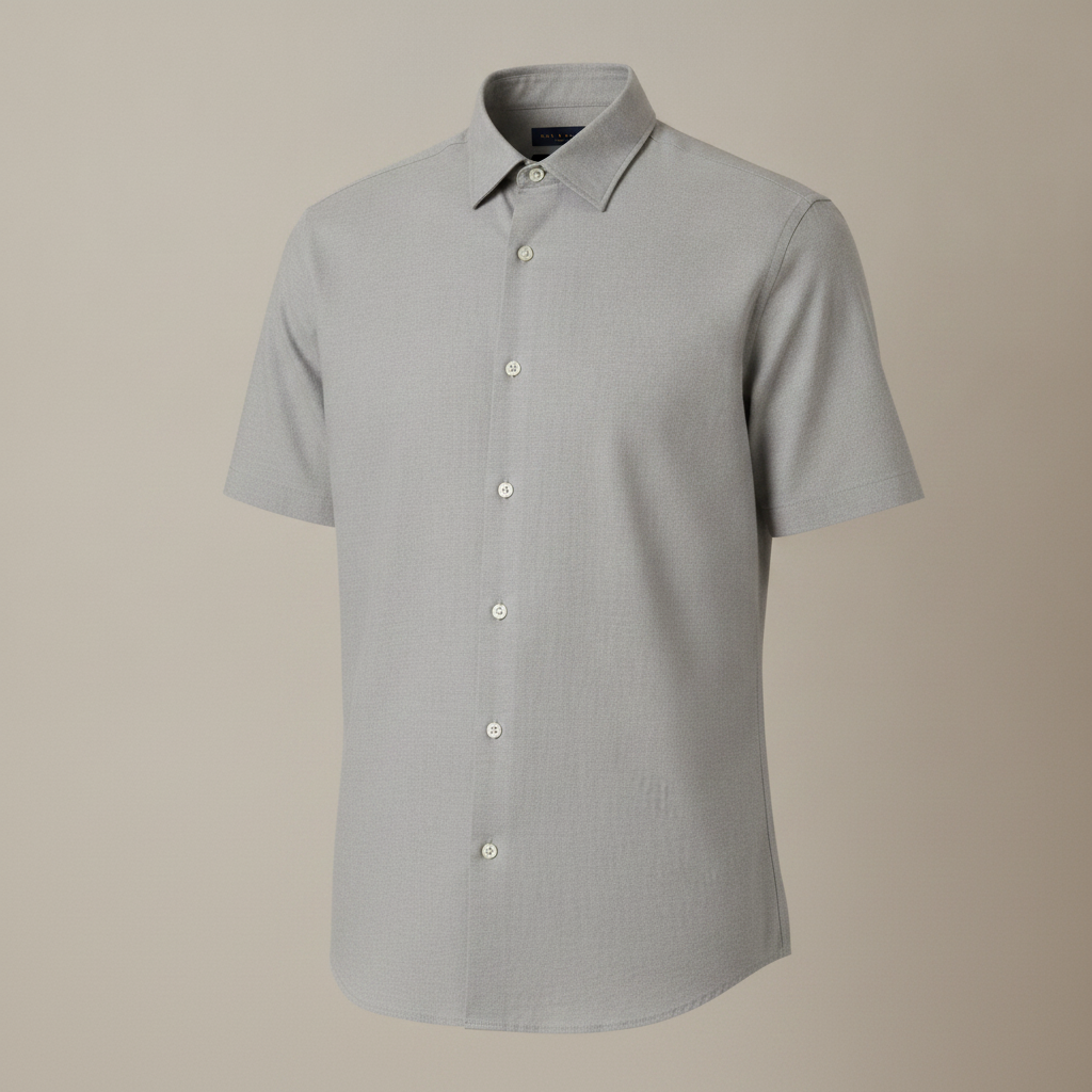 Camicia Uomo Manica Corta in Cotone – Casual Elegante Versatile - Grigio Chiaro