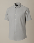 Camicia Uomo Manica Corta in Cotone – Casual Elegante Versatile - Grigio Chiaro
