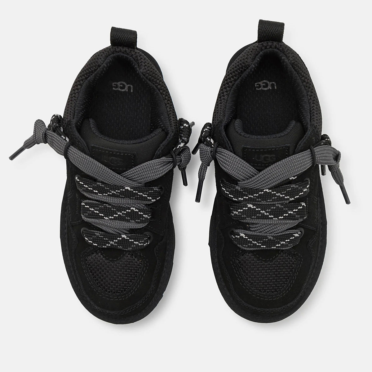 UGG Lowmel Lo Black sneakers uomo e donna in pelle scamosciata nero, vista posteriore