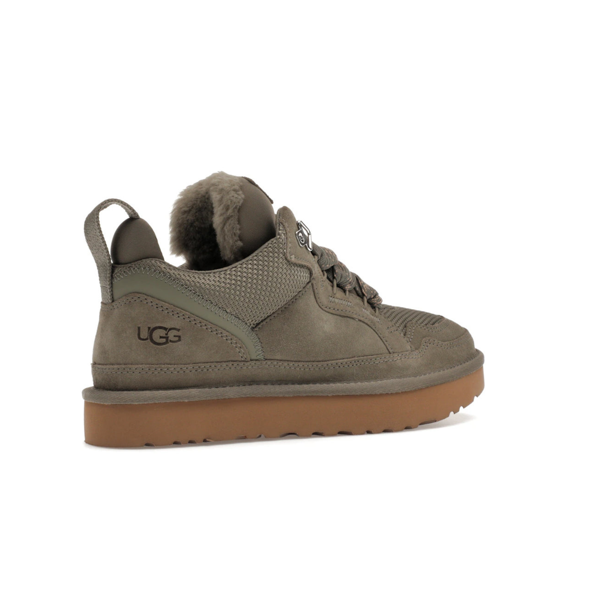 UGG Lowmel Moss Green sneakers donna in pelle scamosciata verde muschio, vista frontale