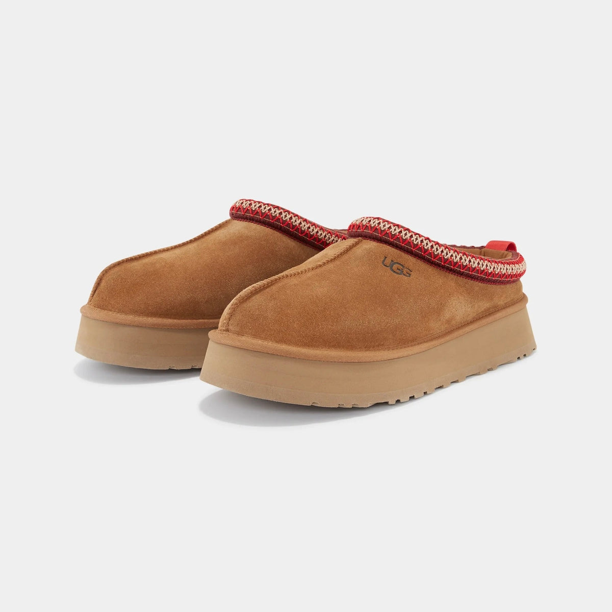 UGG Tazz Chestnut ciabatte platform donna in pelle scamosciata e montone marrone chestnut, vista frontale