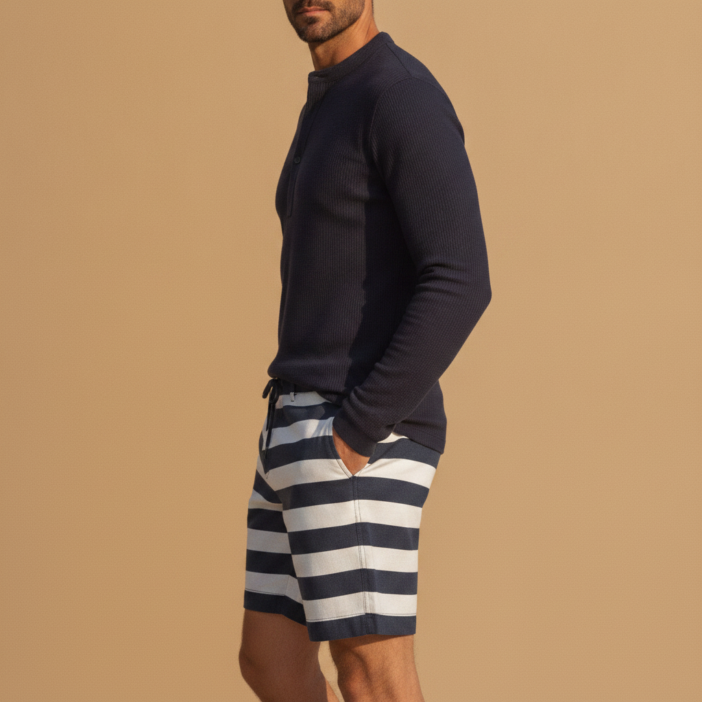 Pantaloncini Uomo a Righe Estivi – Stile Mediterraneo Fresco - vista laterale