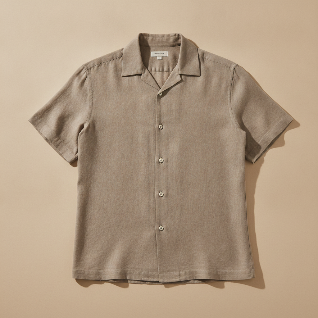 Camicia Uomo in Lino con Colletto Camp – Fresca ed Elegante Estiva - Tortora