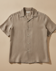 Camicia Uomo in Lino con Colletto Camp – Fresca ed Elegante Estiva - Tortora