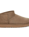 UGG Classic Ultra Mini Antilope stivaletti donna in pelle scamosciata e montone beige, vista laterale