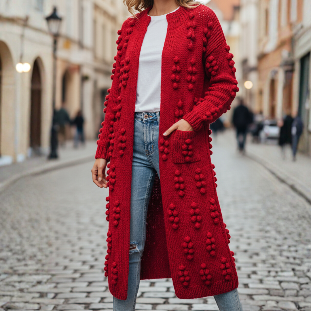 Cardigan Donna Lungo Maglia Spessa Bohémien
