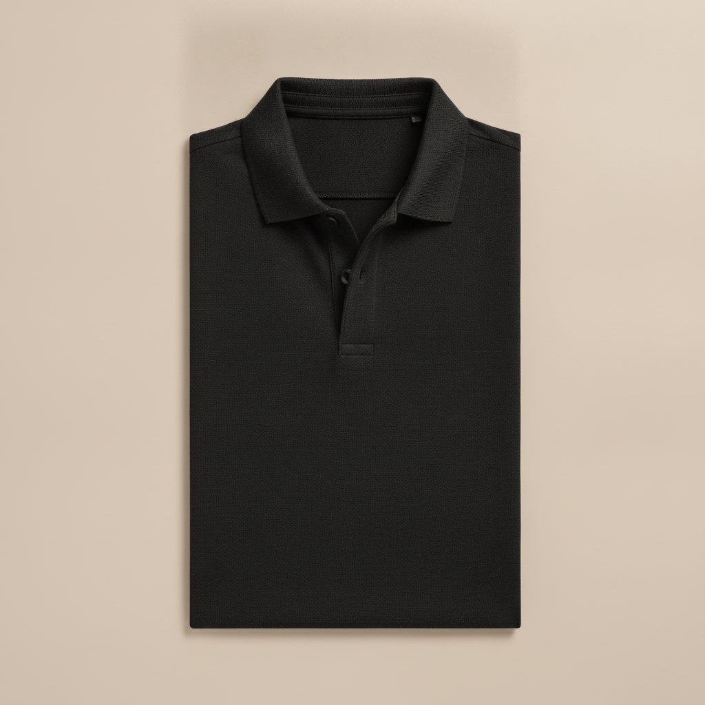 Polo Uomo in Piqué Riciclato – Eco-Design Resistente - Nero