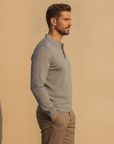 Polo Uomo Manica Lunga in Cotone – Elegante Casual per Mezza Stagione - vista laterale