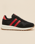 Sneakers Uomo Retrò in Camoscio – Stile Running Vintage Anni '80 - Nero con Rosso
