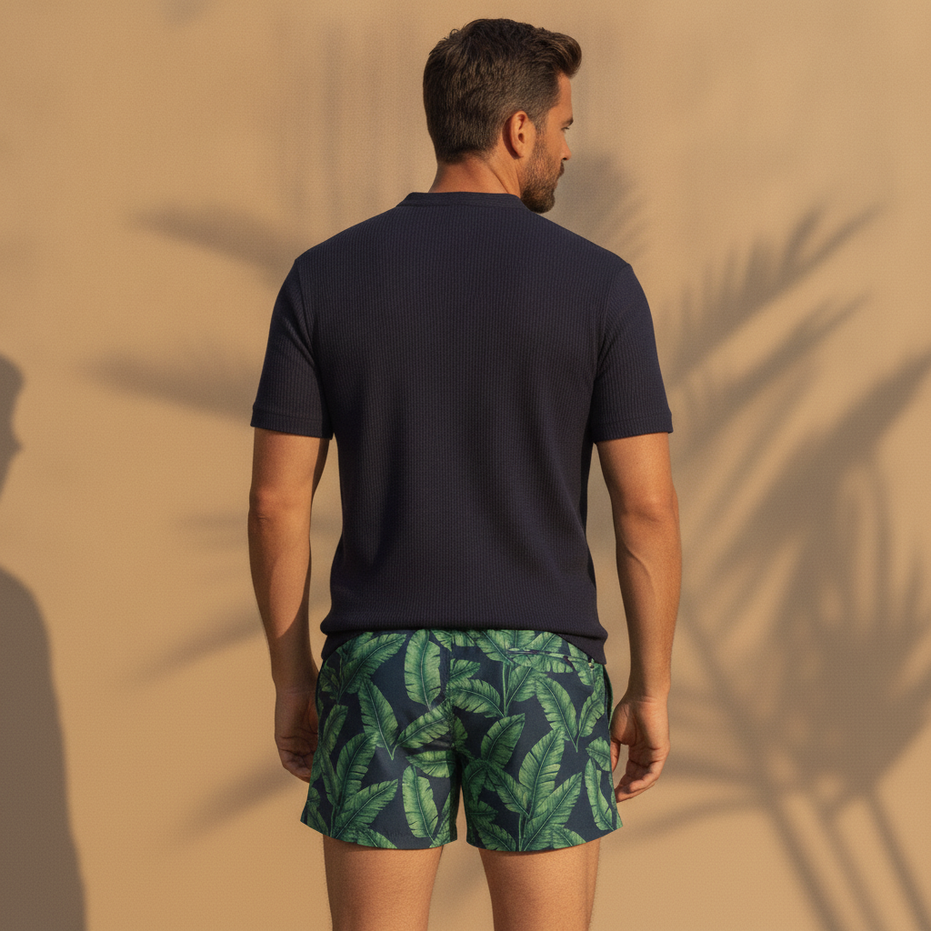 Costume Boxer Uomo con Coulisse – Fantasia Tropicale Estiva - vista posteriore
