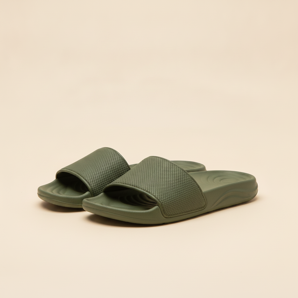 Ciabatte Slides Uomo con Fascia Testurizzata – Comfort Premium - Verde Militare