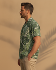Camicia Uomo Camp Collar Fantasia Tropicale – Stile Vacanza - vista laterale