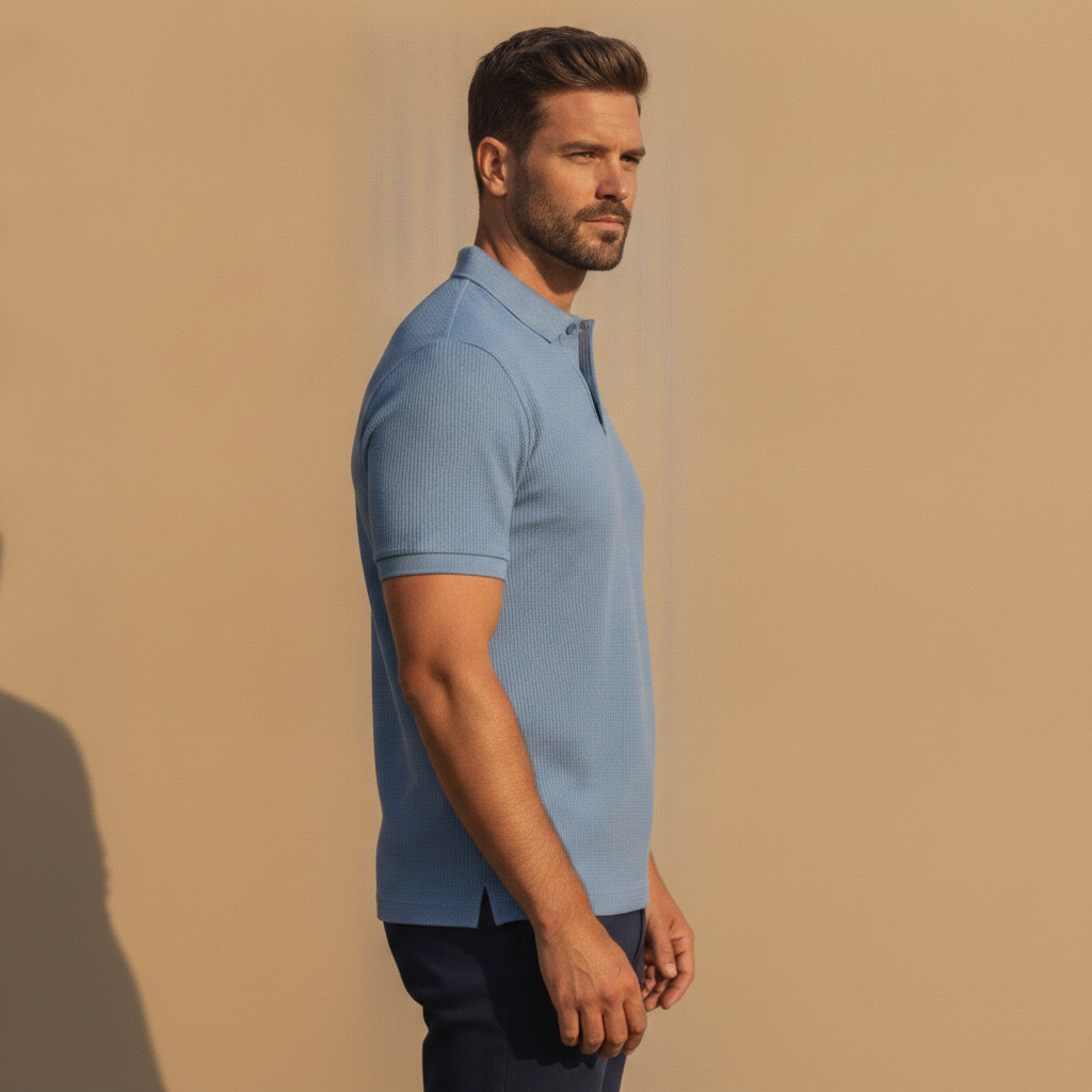 Polo Uomo Vintage Lavata – Effetto Slavato Casual Rétro - vista laterale